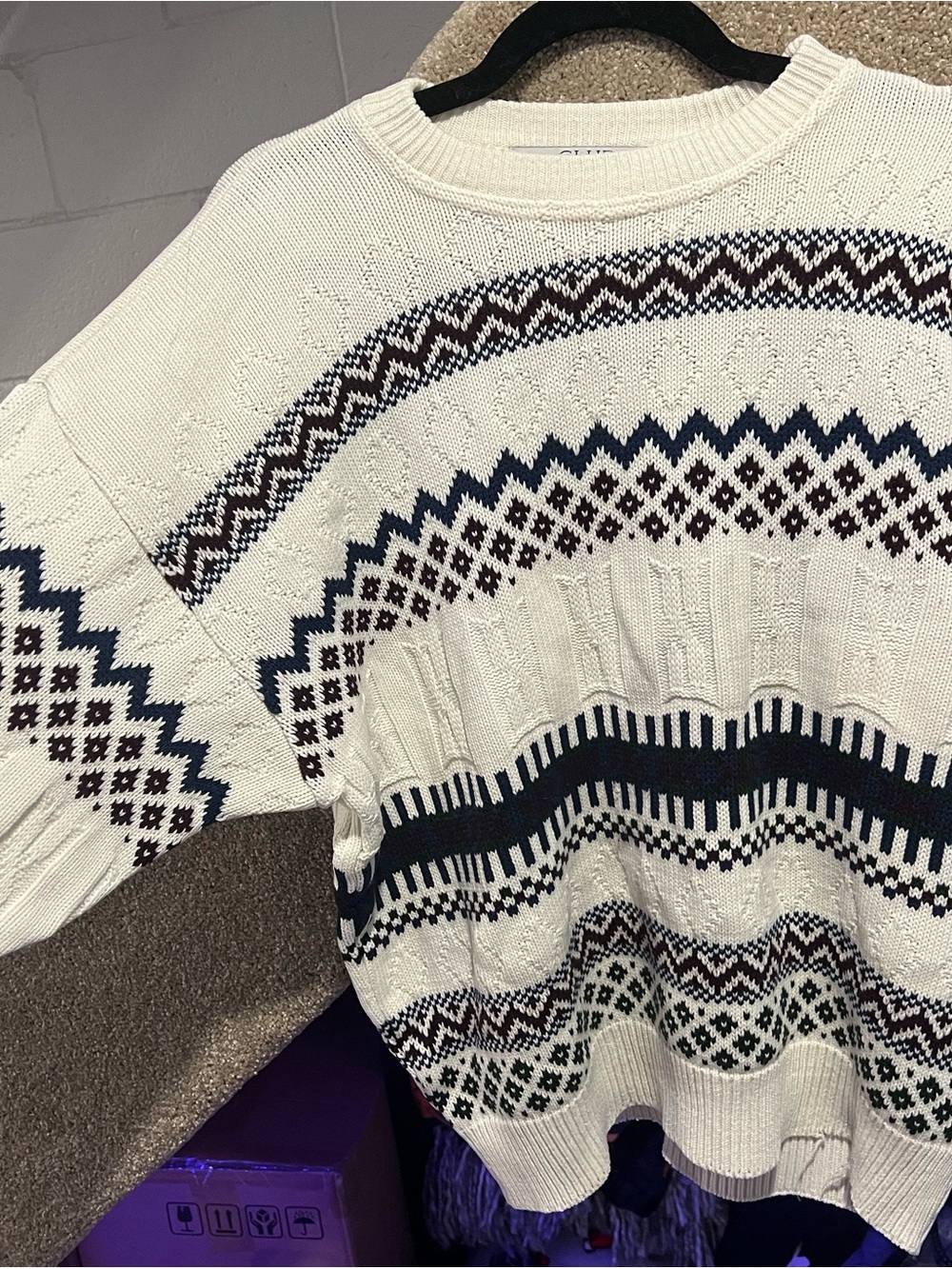Nordic/ Fair Isle Knit Crewneck Sweatshirt